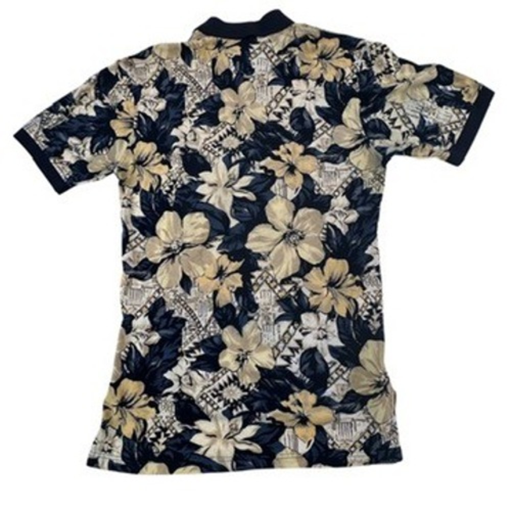 Disney Golf Collection Medium‎ Mens Shirt Mickey Mouse Floral Polo Navy Yellow M - Picture 2 of 13